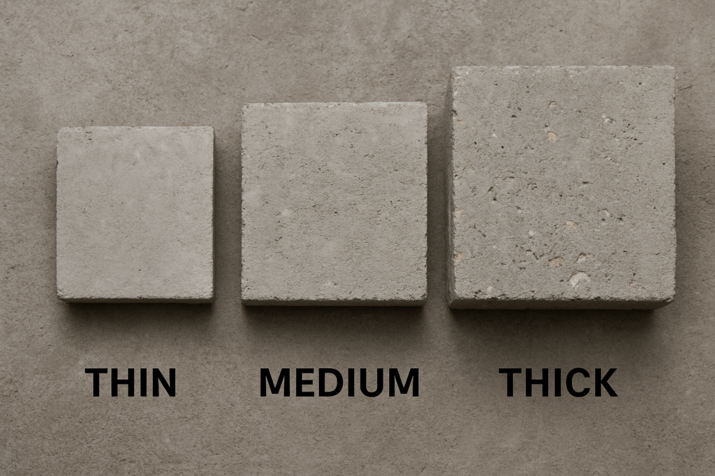Different concrete thicknesses compared