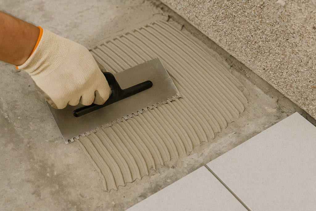 latex-modified mortar application