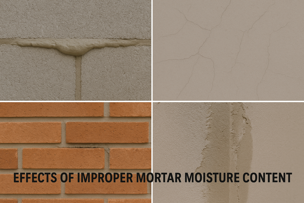 Comparison of properly mixed vs too dry mortar