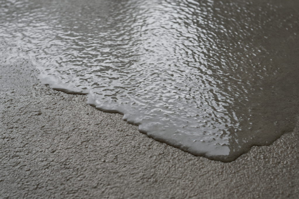 Wet concrete showing excess water on surface