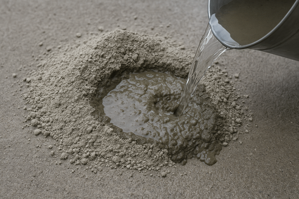 Water being added to concrete mix
