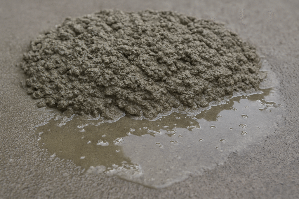 Adding cement to wet concrete mix