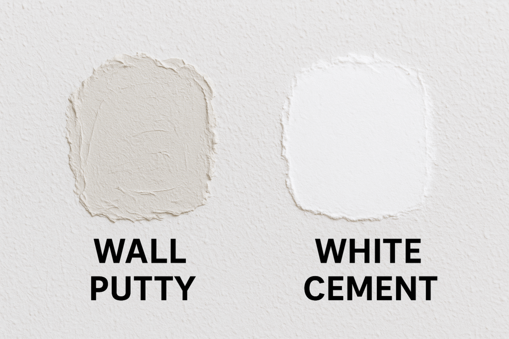 Wall putty and white cement comparison