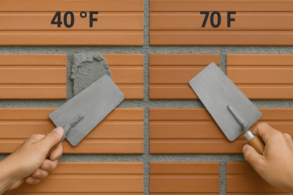 Temperature impact on mortar setting