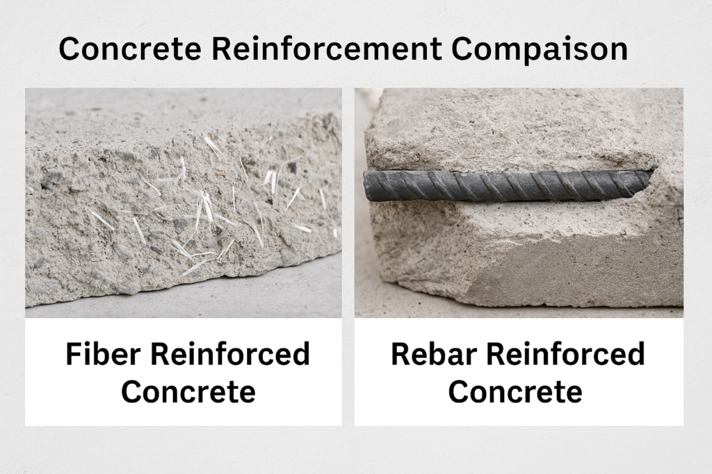 Fiber reinforced concrete vs rebar comparison