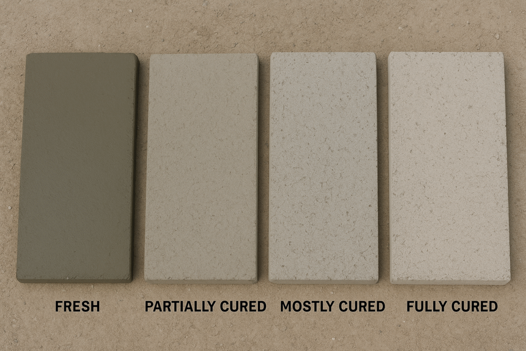 concrete at different curing stages