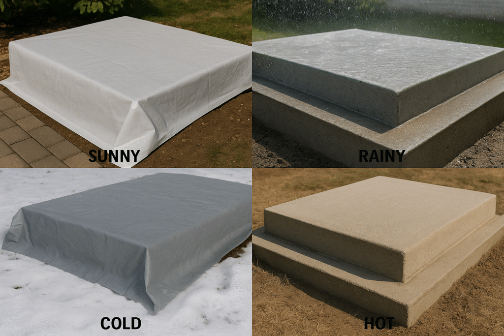 concrete curing in different weather conditions
