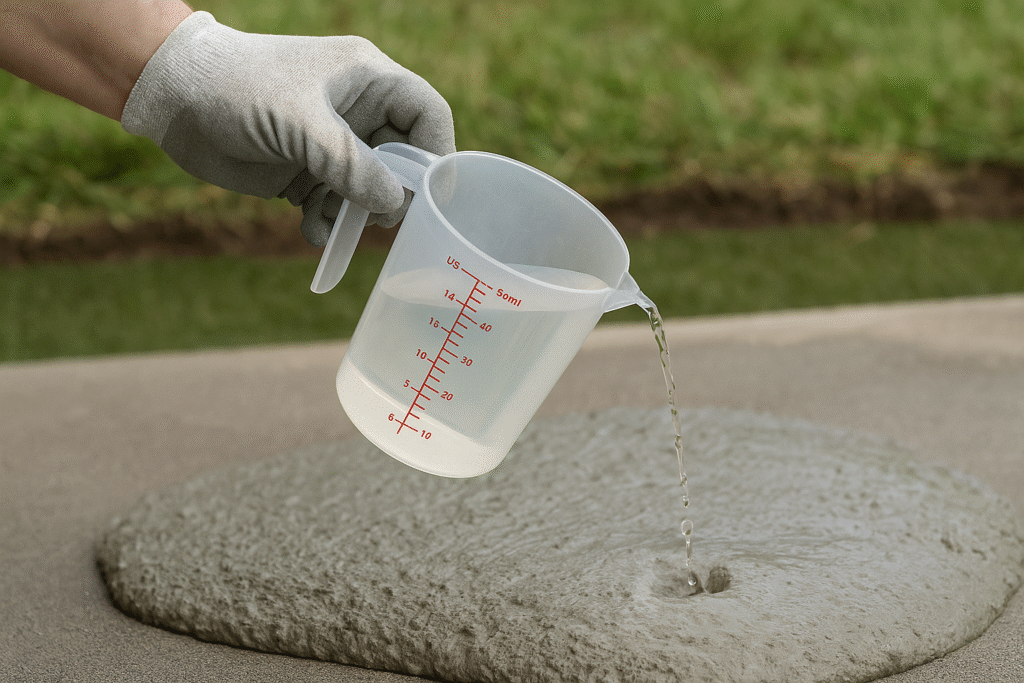 Measuring water for concrete mix