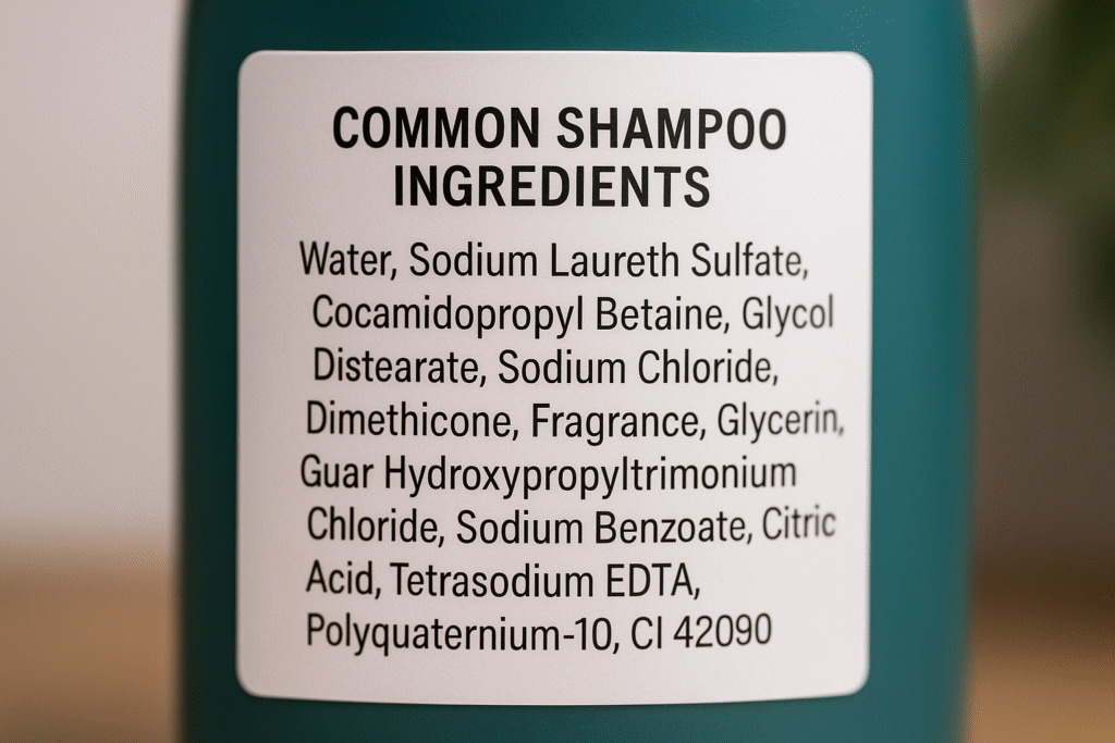 shampoo ingredients on bottle label
