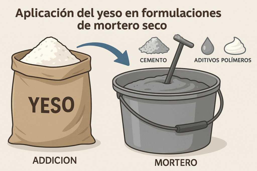 yeso en morteros secos