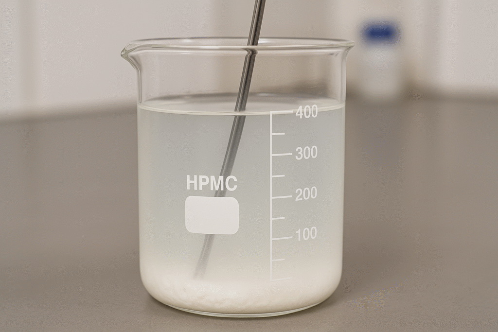 HPMC powder being dissolved in water