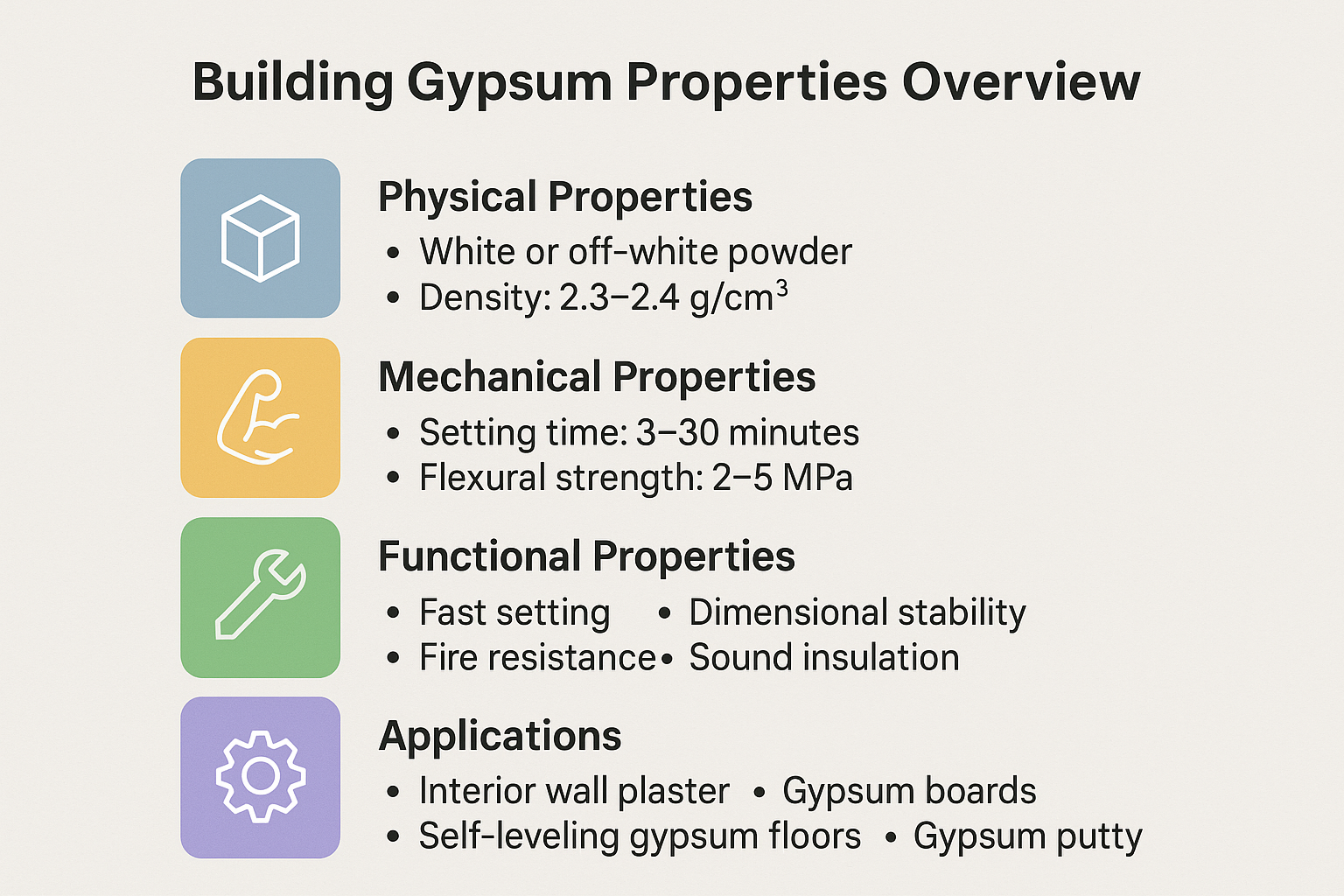 Building gypsum properties