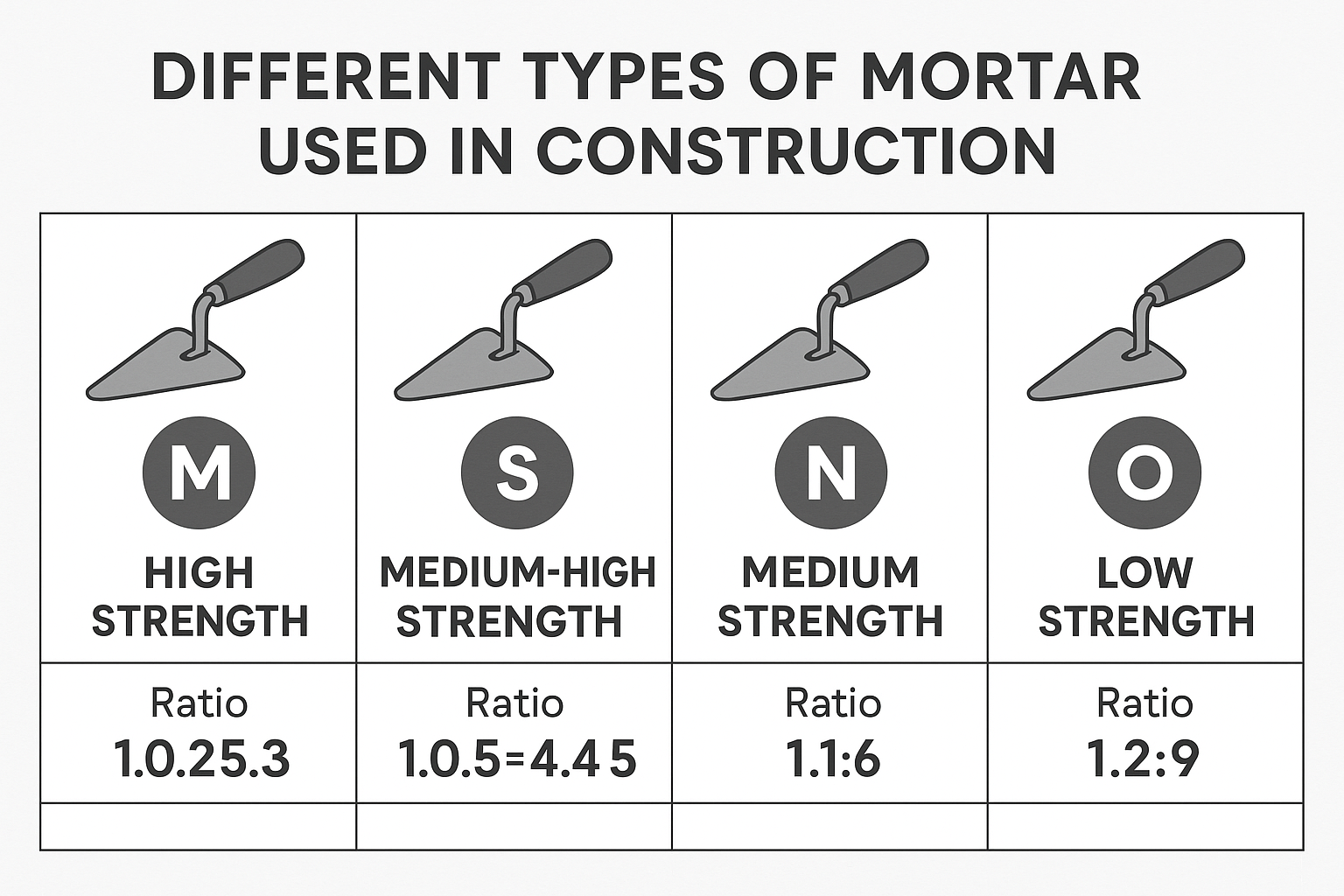 mortar types construction materials