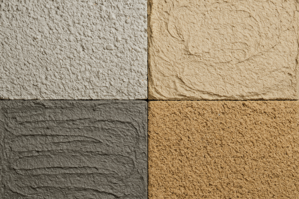 Close-up of different mortar types