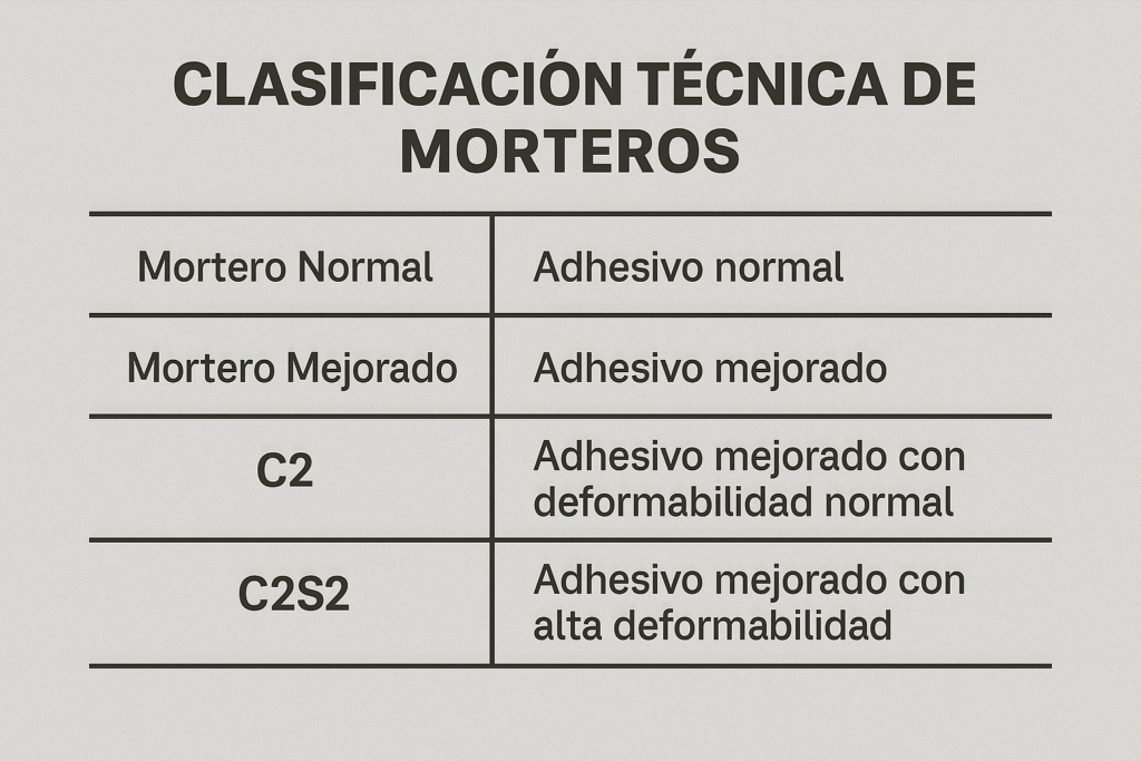 clasificación técnica de morteros