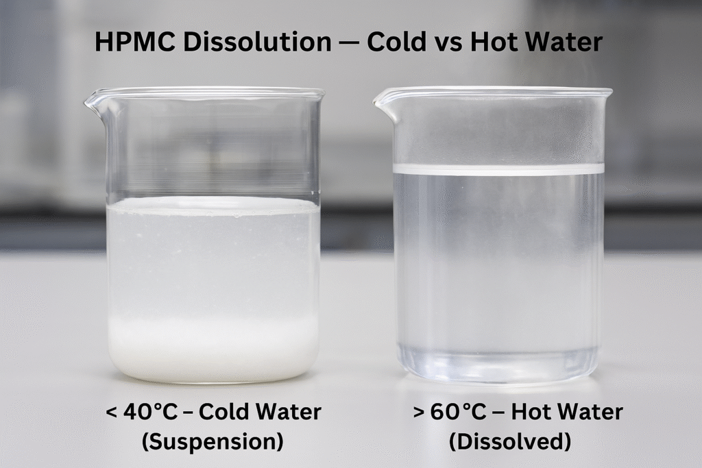 Cold water and hot water to dissolve HPMC