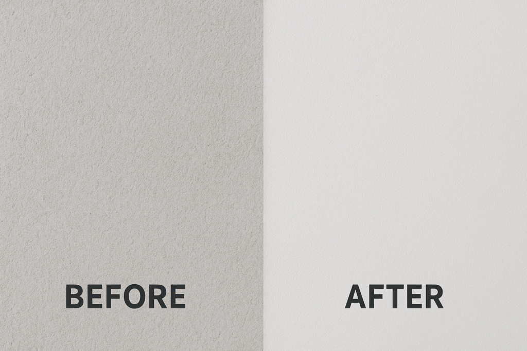 before and after wall putty application comparison