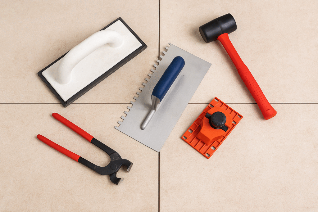 alt with professional tile installation tools
