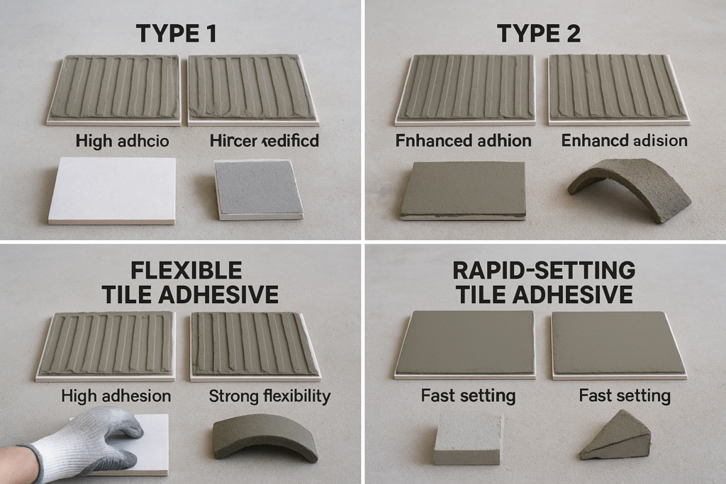 Various tile adhesive types displayed tile adhesives types