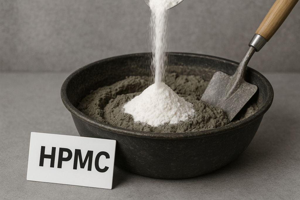 HPMC being added to a mortar mix