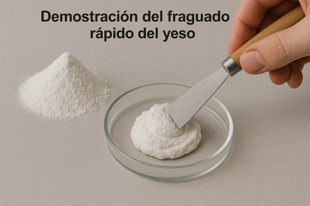 Demostración del fraguado rápido del yeso