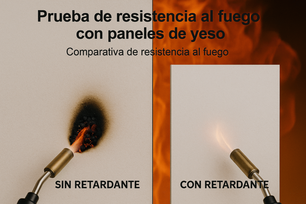 Prueba de resistencia al fuego con paneles de yeso
