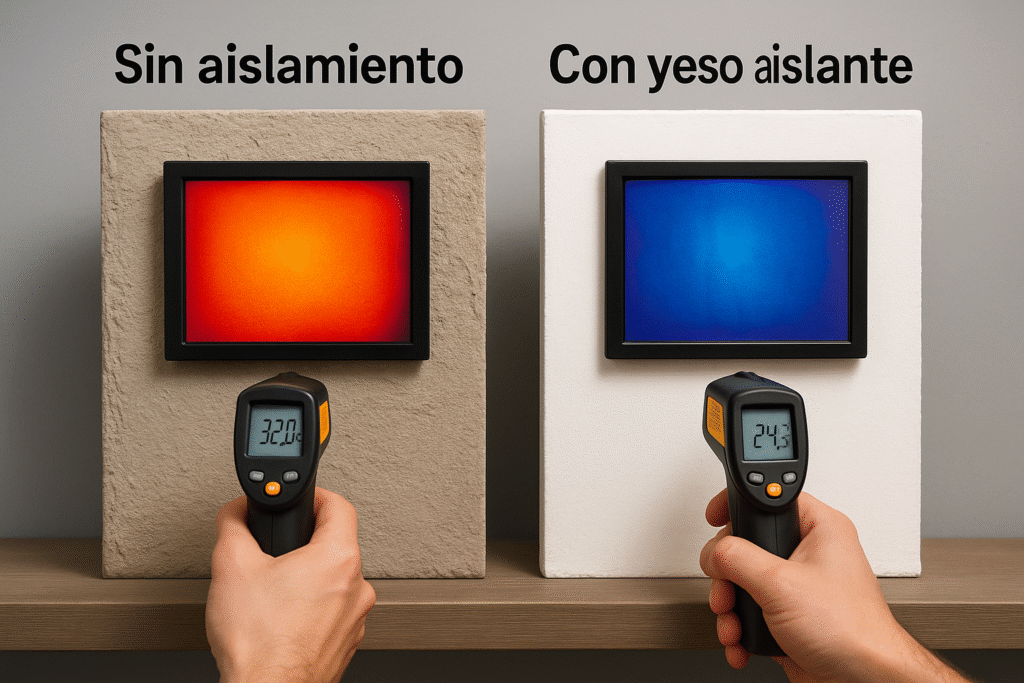 Demostración del aislamiento térmico del yeso