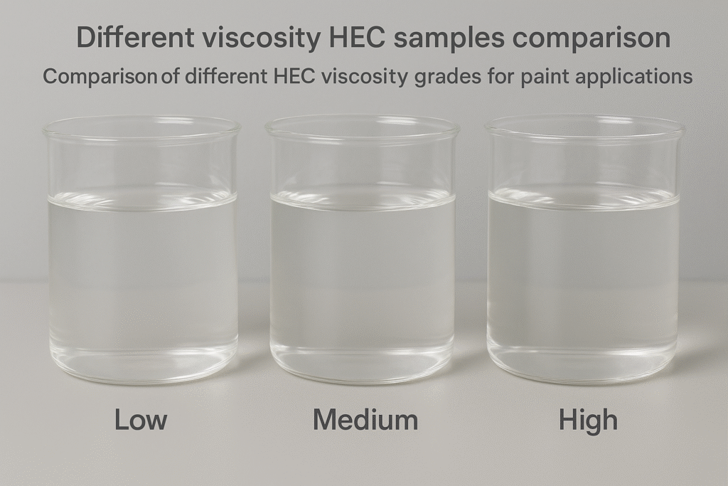 Different viscosity HEC samples comparison