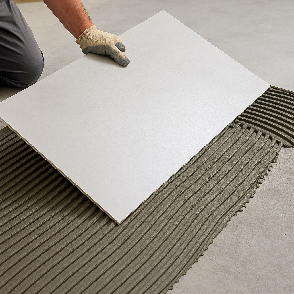 flexible tile adhesive application