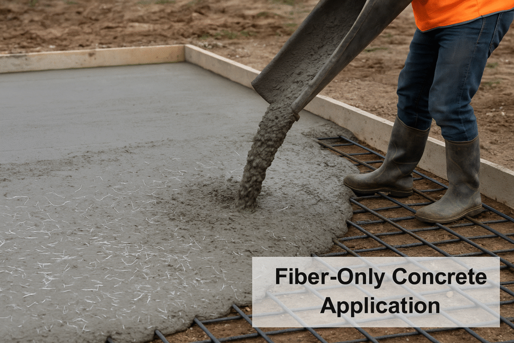 Fiber-only concrete application