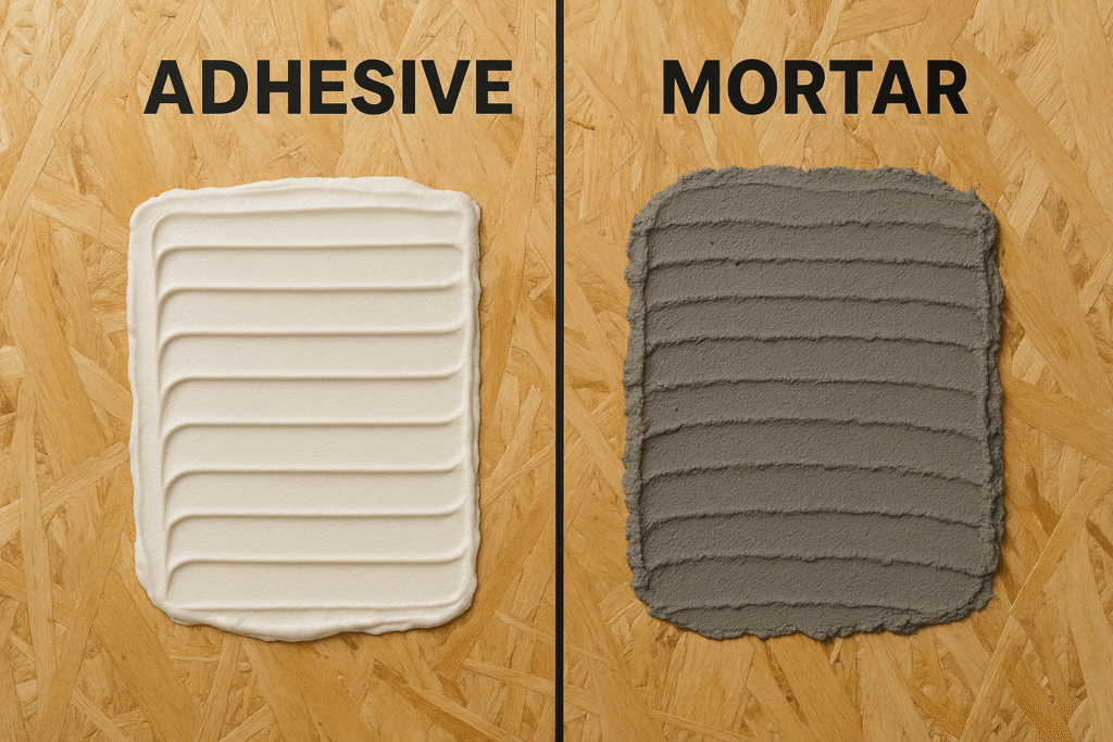 Tile adhesive versus mortar comparison
