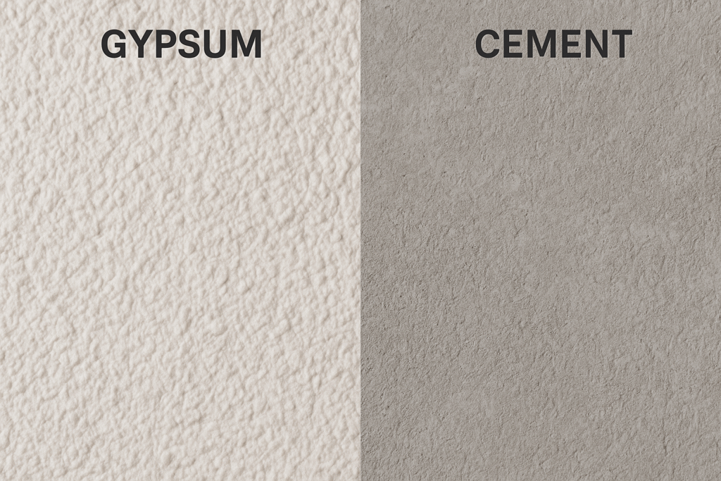 Comparison of gypsum vs cement finishes