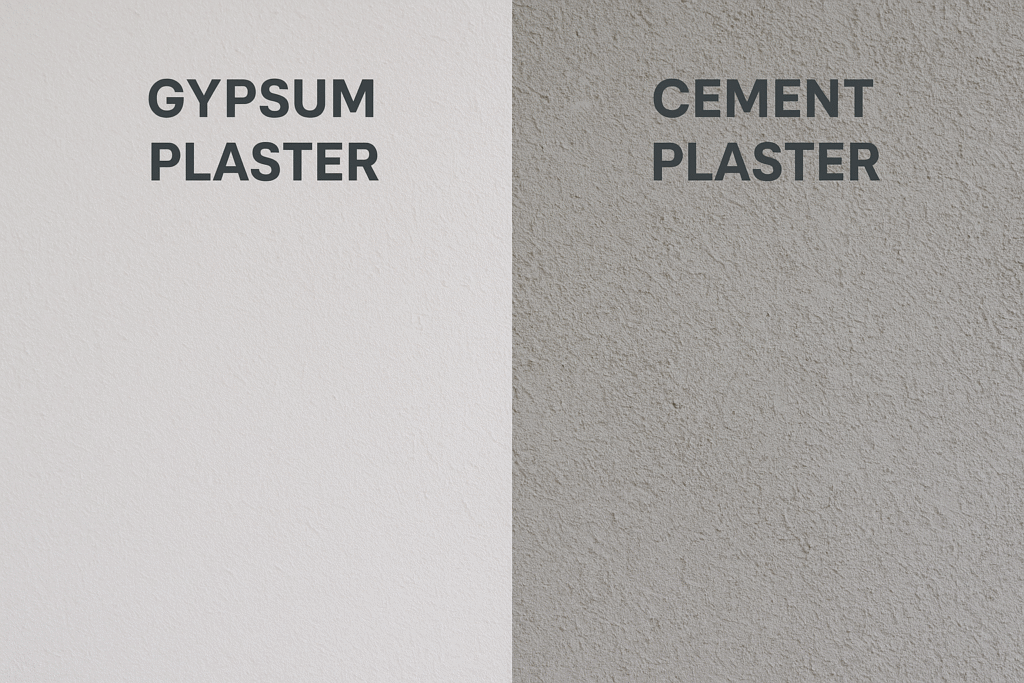 comparison of gypsum and cement plaster samples