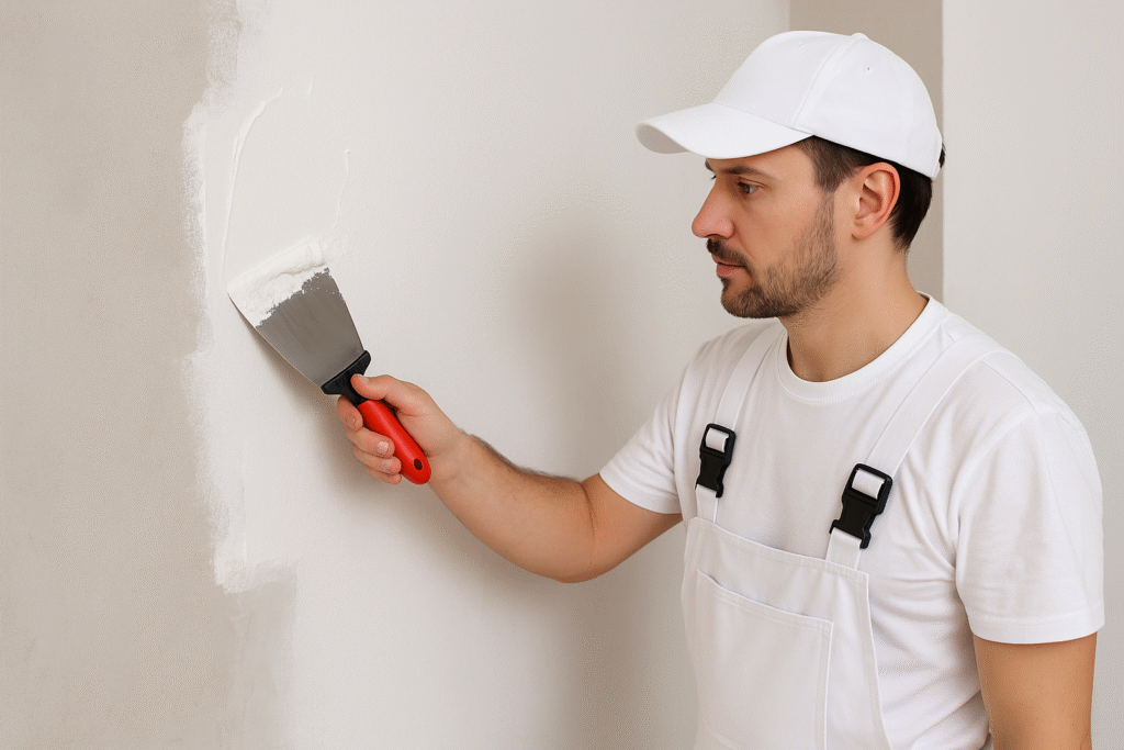 gypsum putty application on wall