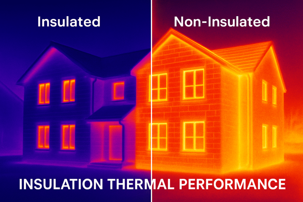 Thermal imaging of insulated vs non-insulated buildings