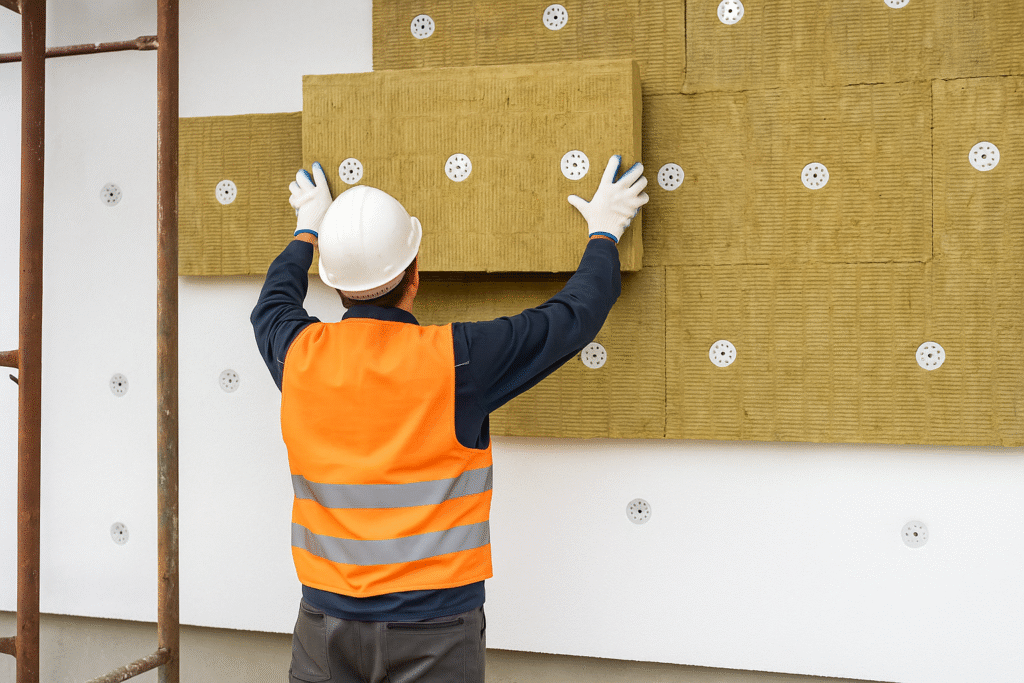 Rock wool EIFS system installation