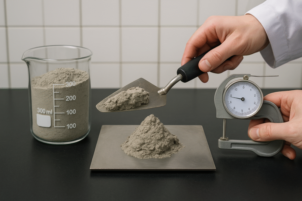 technical testing of dry-mix mortar in laboratory