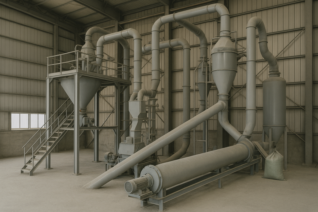 dry-mix mortar production line in factory