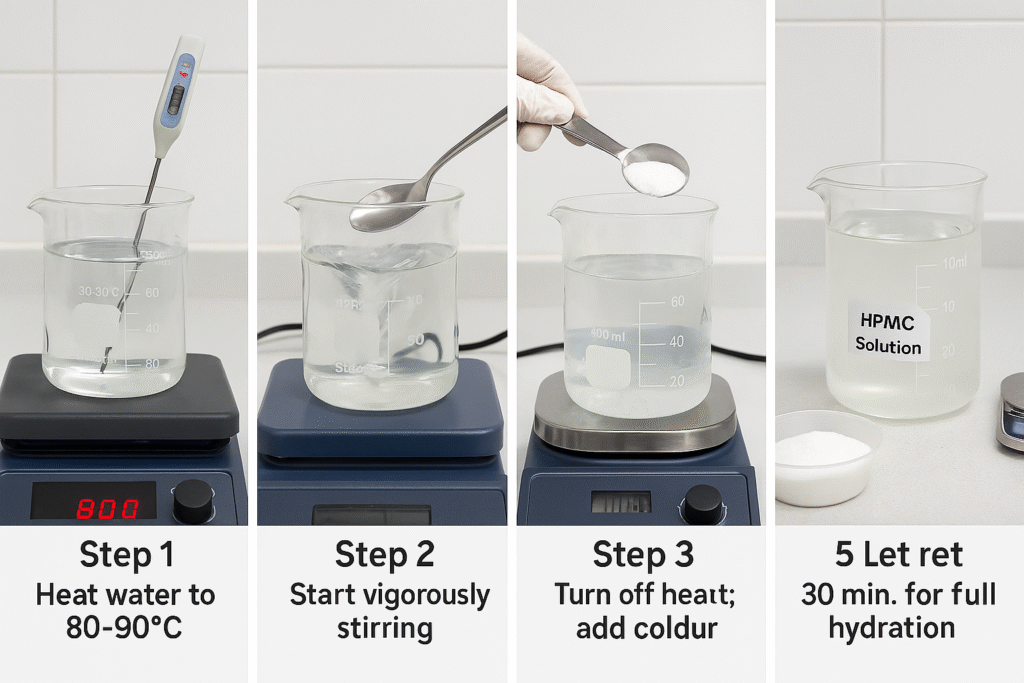 Hot soluble HPMC dissolution step by step