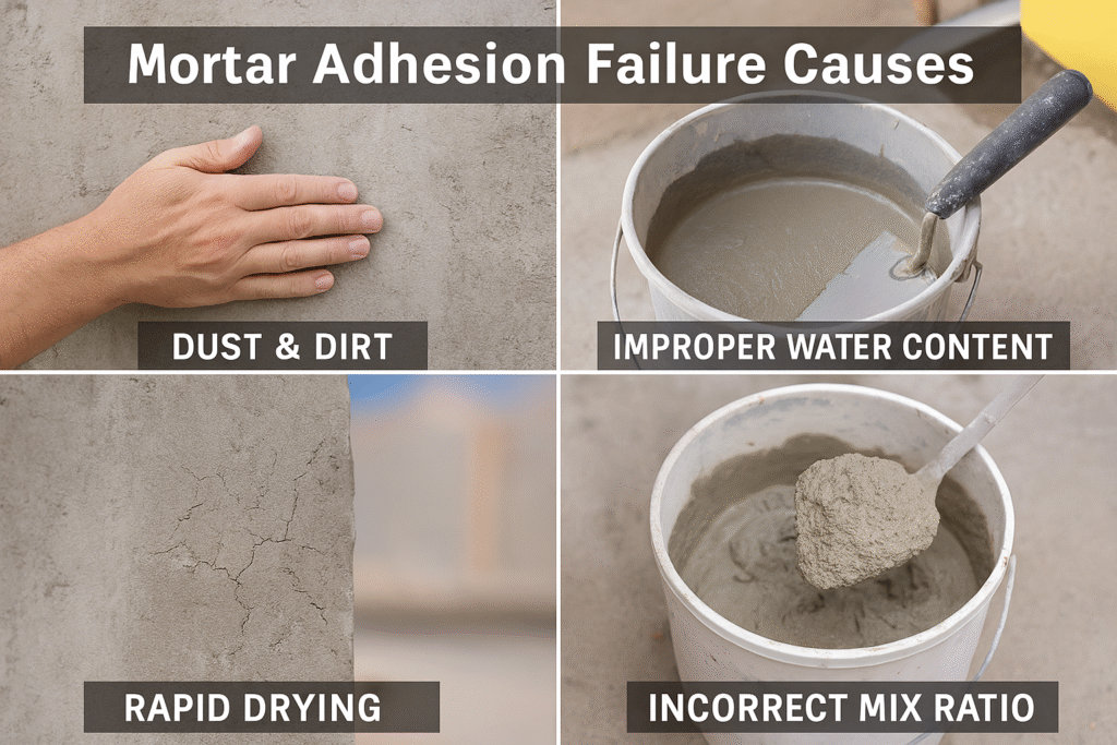 mortar adhesion failure causes