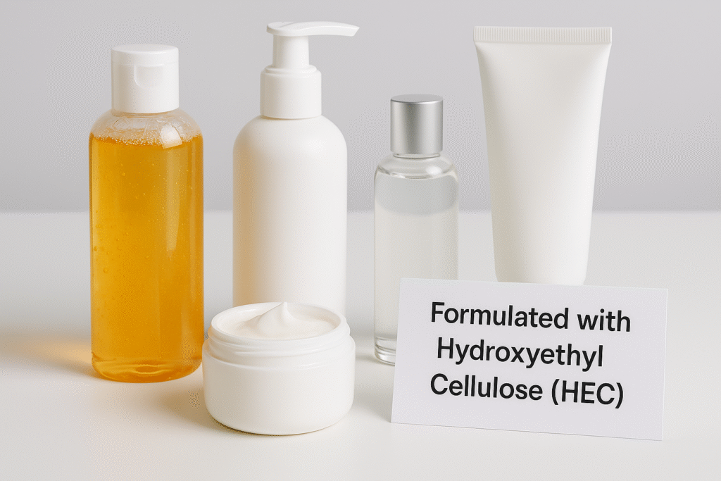 Various cosmetic products containing HEC