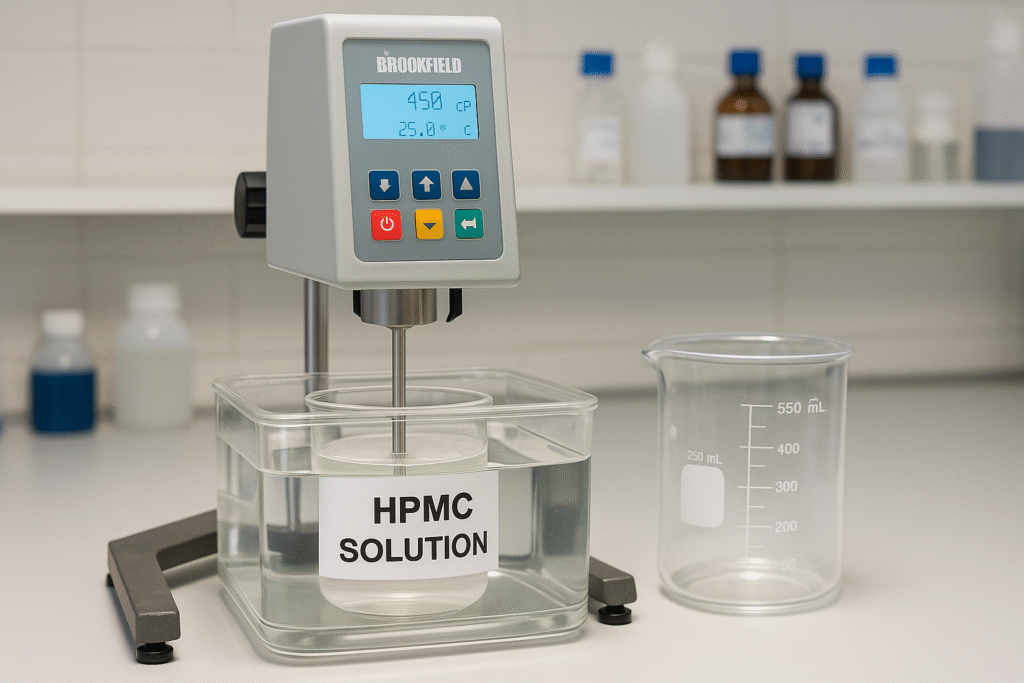 HPMC viscosity measurement laboratory setup