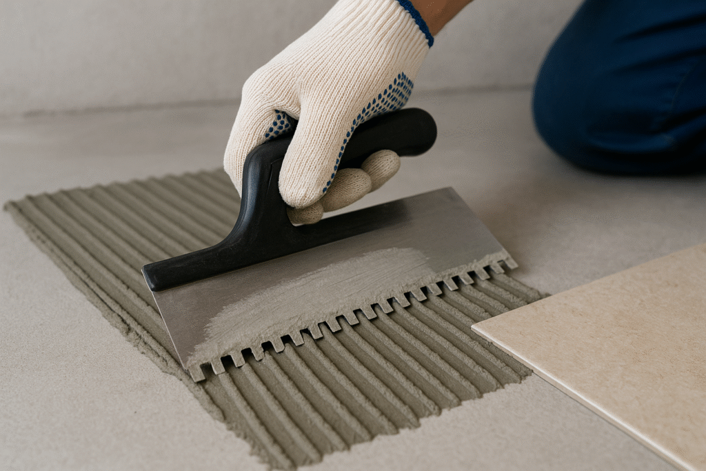 Tile adhesive application with HPMC
