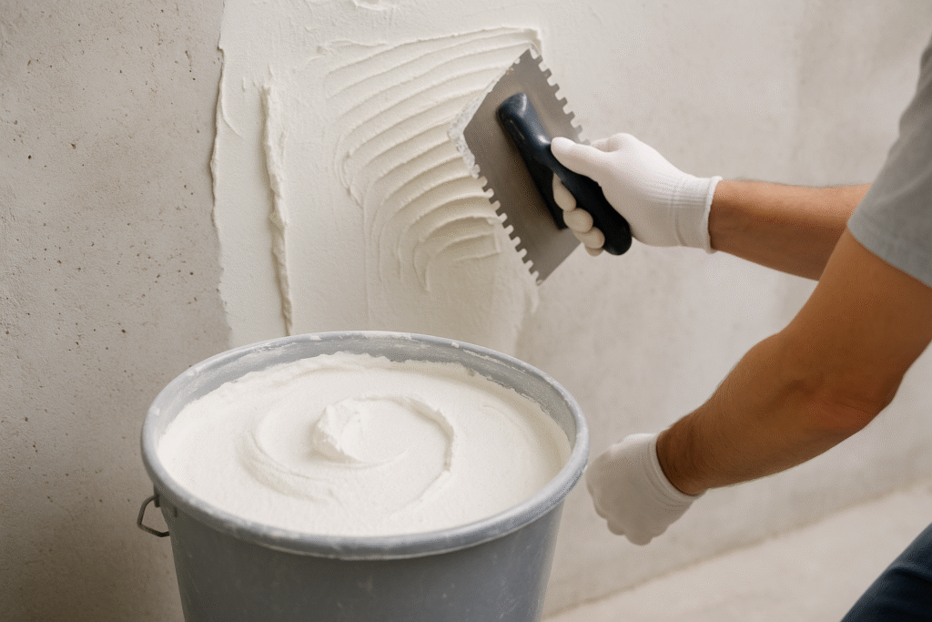 Application of gypsum-based mortar gypsum mortar application