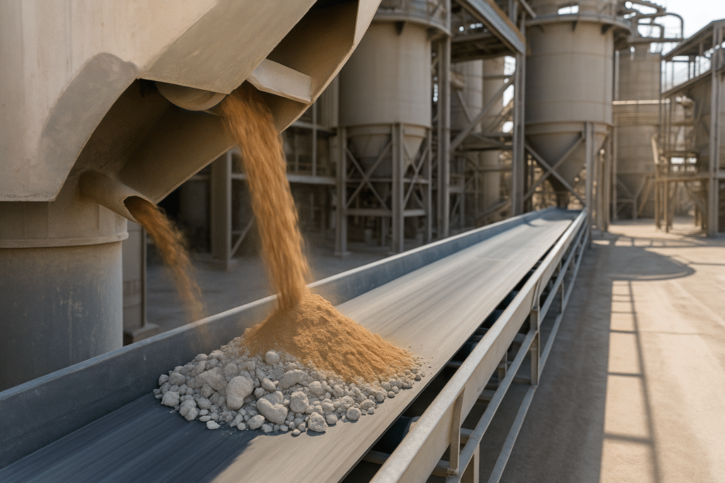 Cement production showing gypsum addition cement production process