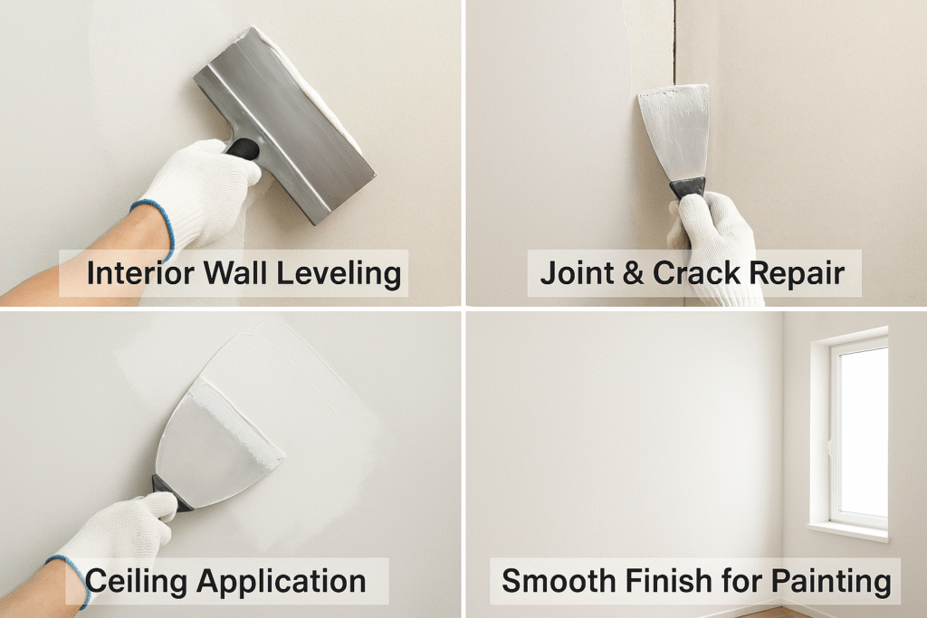 Gypsum putty used in various construction projects gypsum putty applications in different settings