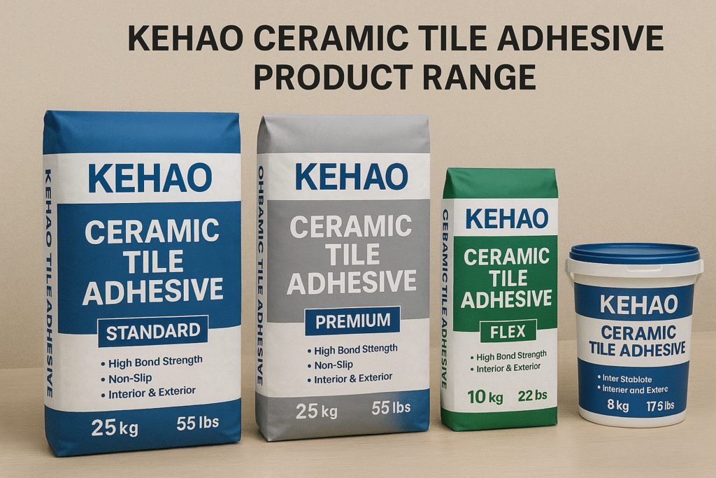 Kehao ceramic tile adhesive product range product packaging