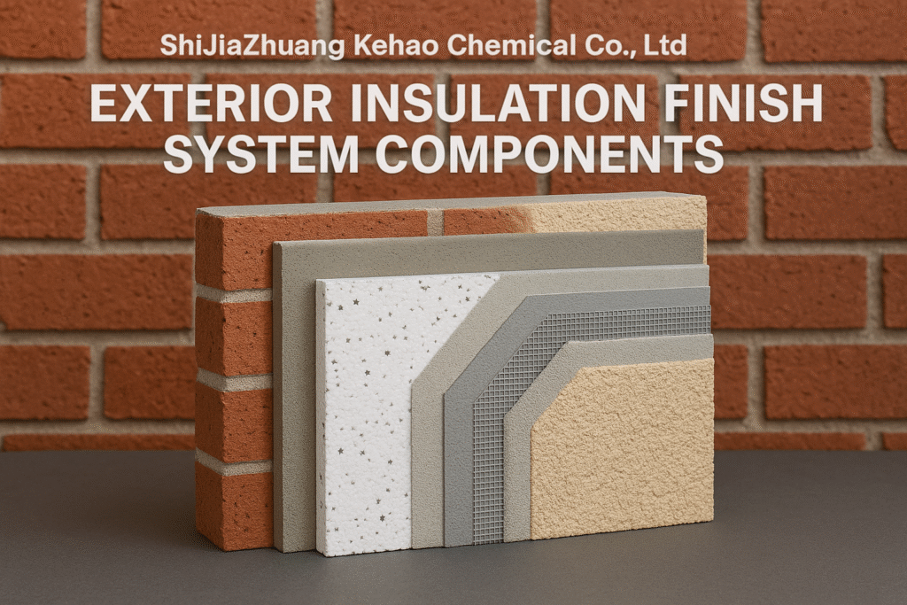 EIFS system components showing layers Exterior Insulation Finish System components