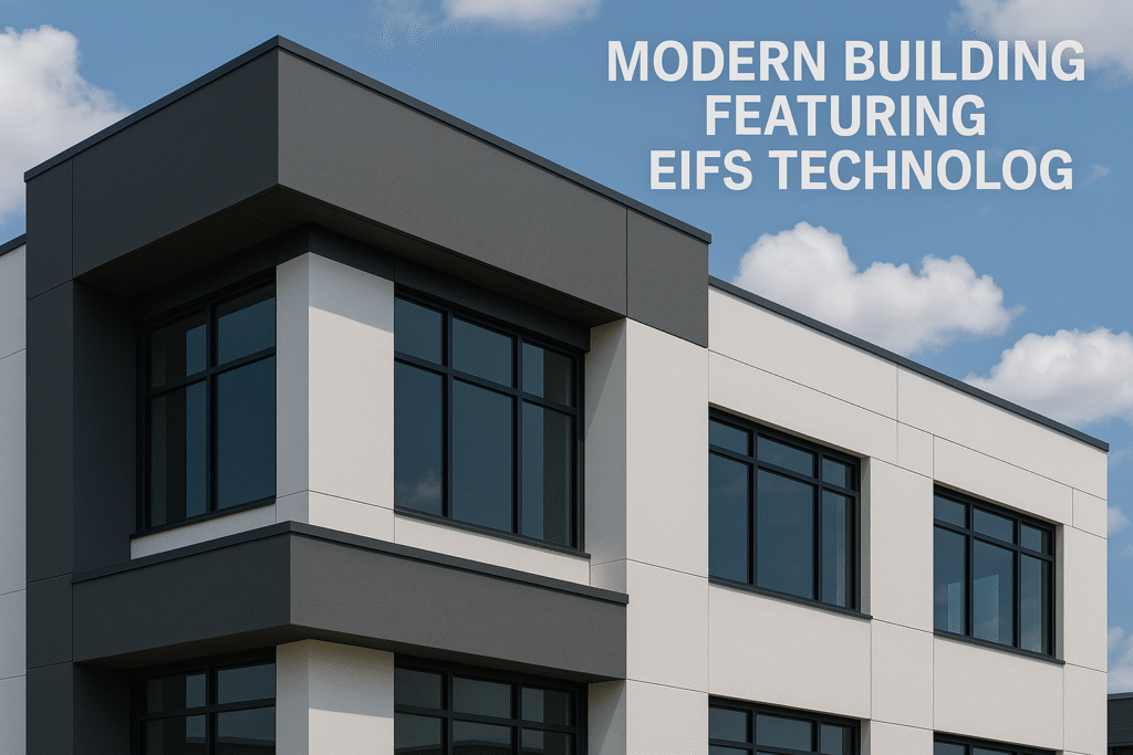 Contemporary architecture utilizing EIFS technology Modern building featuring EIFS cladding