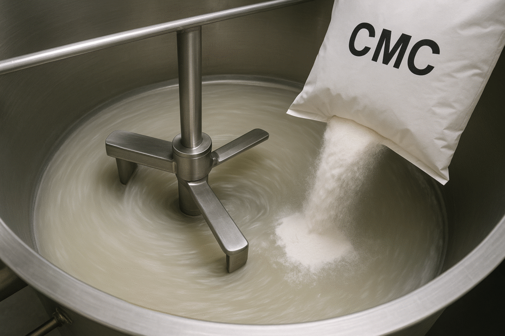 Industrial mixer dissolving CMC powder Dissolving CMC powder in industrial mixer